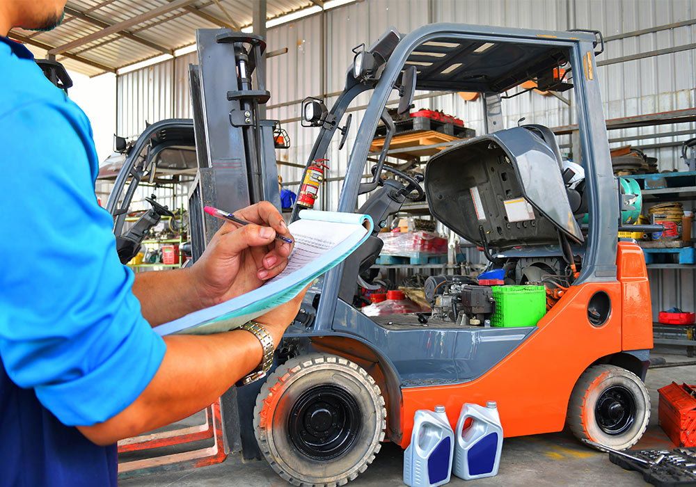 service being done on a forklift